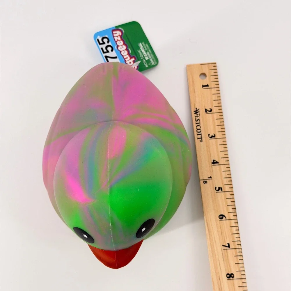 Toymendous Squeeezy Rubber Duck Kids OS Pink‎ Green Marble Sensory Toy NWT
